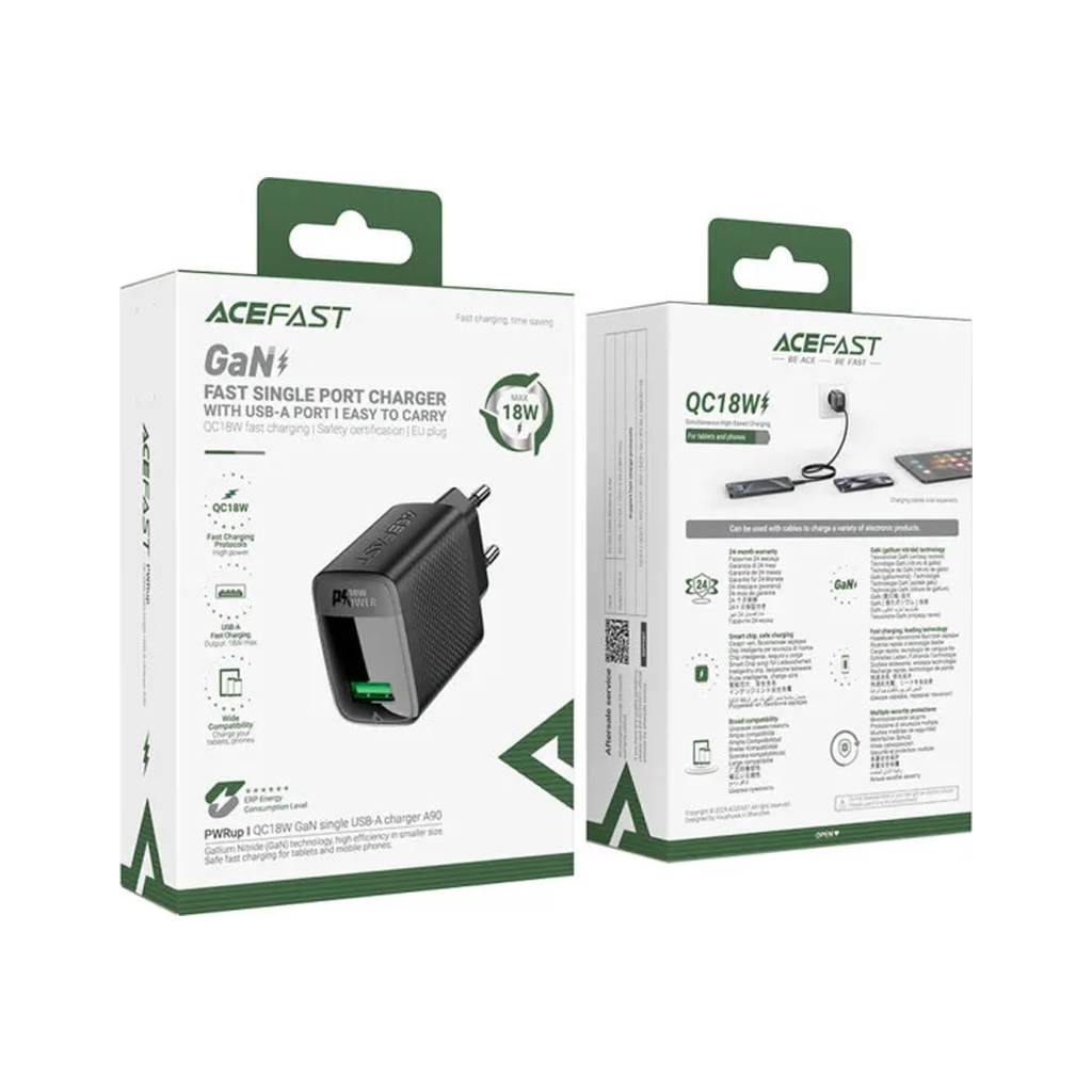 Зарядний пристрій Acefast USB-A 20W + Type-C cable A90 Fast Charger Black (6974316280064) - зображення 7