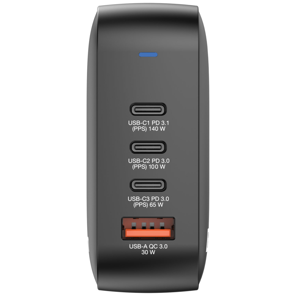 Зарядний пристрій Verbatim MiniGaN 165 W 4 ports (3xUSB-C/1xUSB-A) (32216) - зображення 3