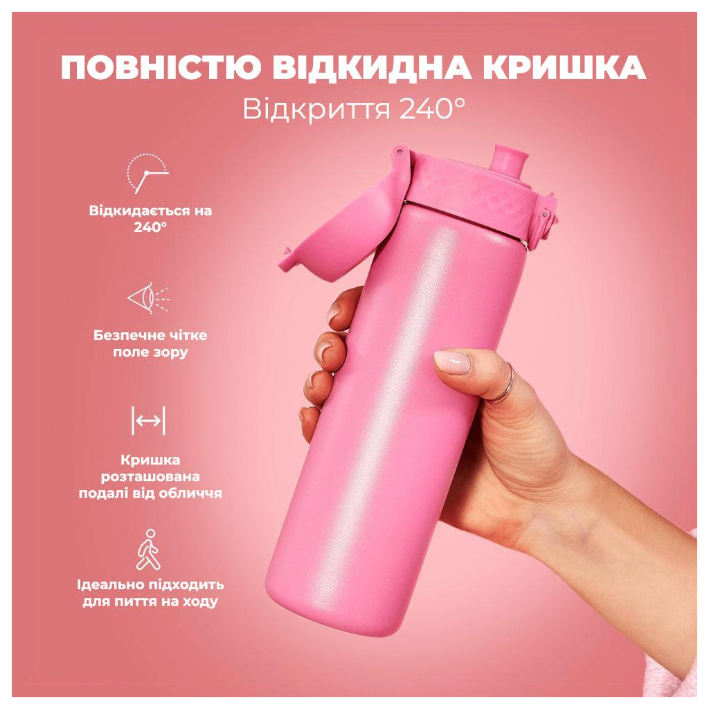 Пляшка для води ION8 OneTouch Vacuum Insulated 500 мл Rose Bloom (I8TS500ROSEB) - зображення 3
