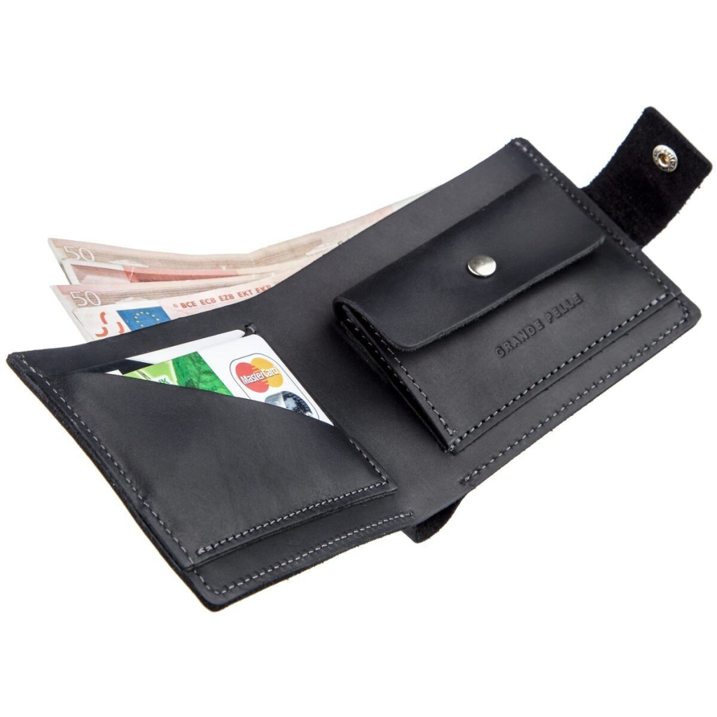 Портмоне Grande Pelle У вінтажному стилі Чорне (11228) - зображення 5