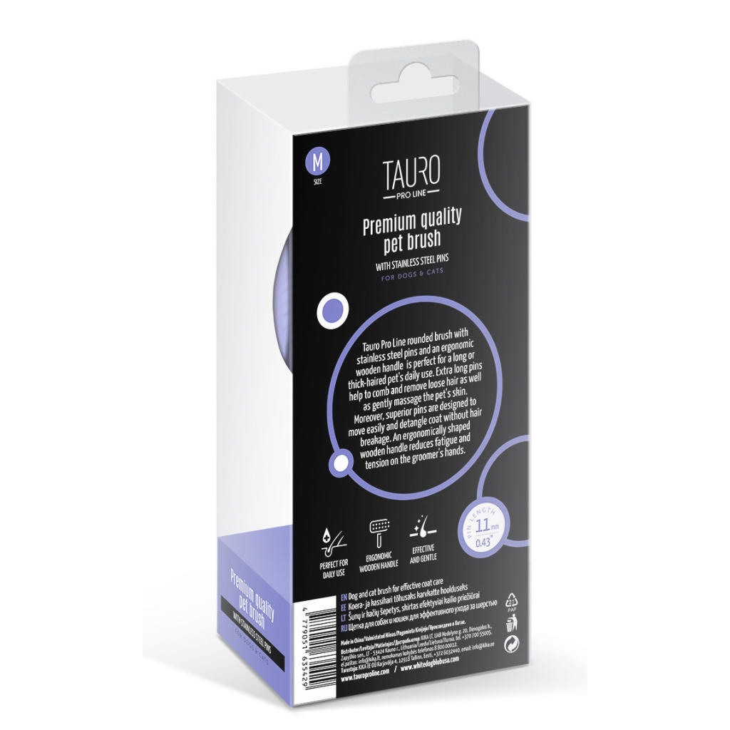 Гребінець для тварин Tauro Pro Line круглий M, зубці 11 мм purple (TPLB63542) - изображение 6