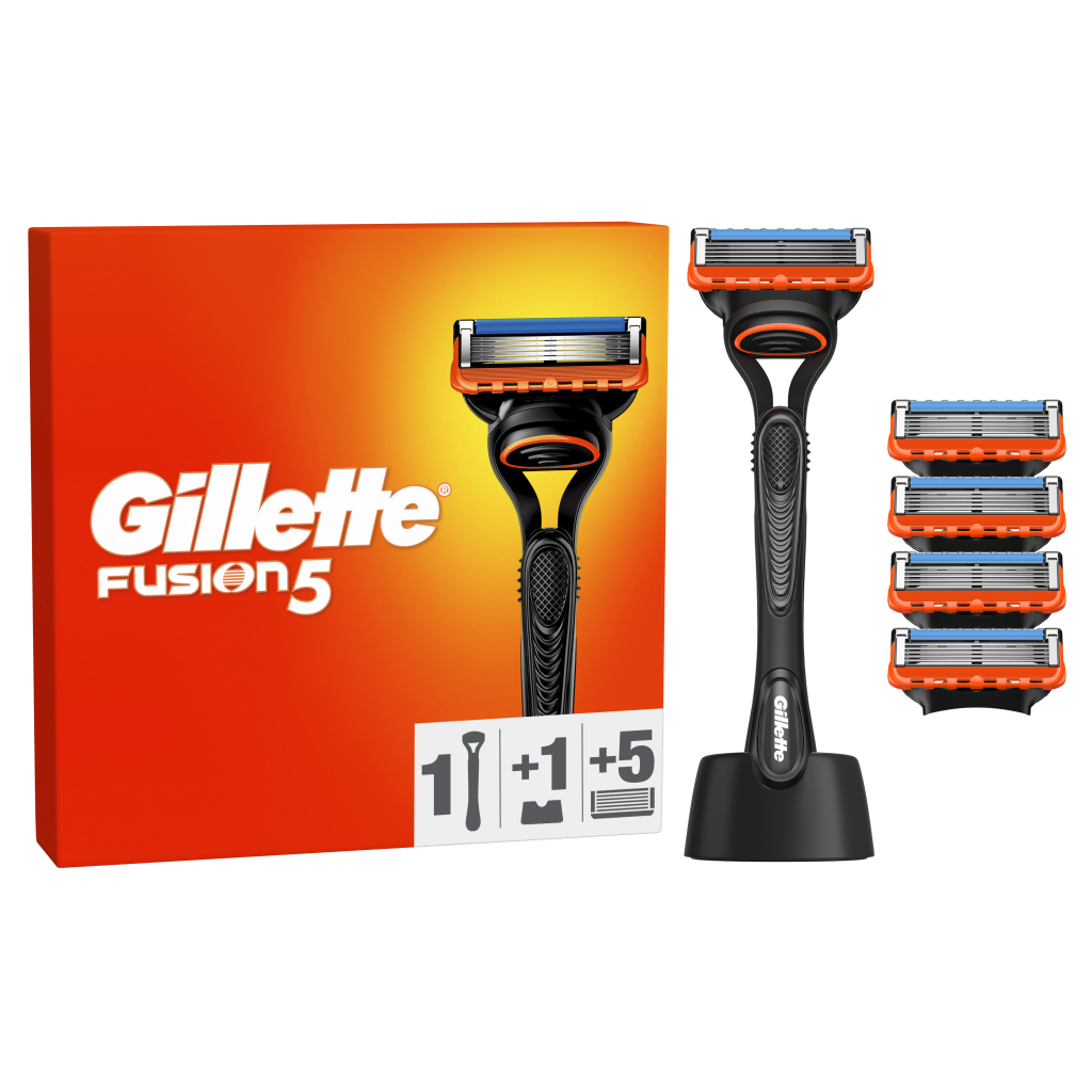 Бритва Gillette Fusion5 з 5 змінними картриджами + Підставка (8700216356794) - изображение 1