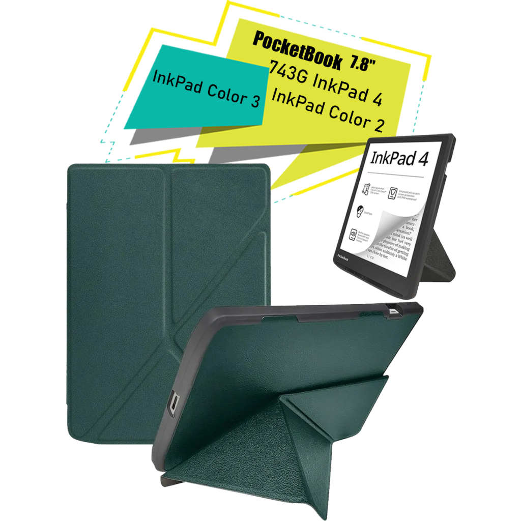 Чохол до електронної книги BeCover Ultra Slim Origami PocketBook 743G InkPad 4/InkPad Color 2/InkPad Color 3 (7.8") Dark Green (713084) - зображення 1