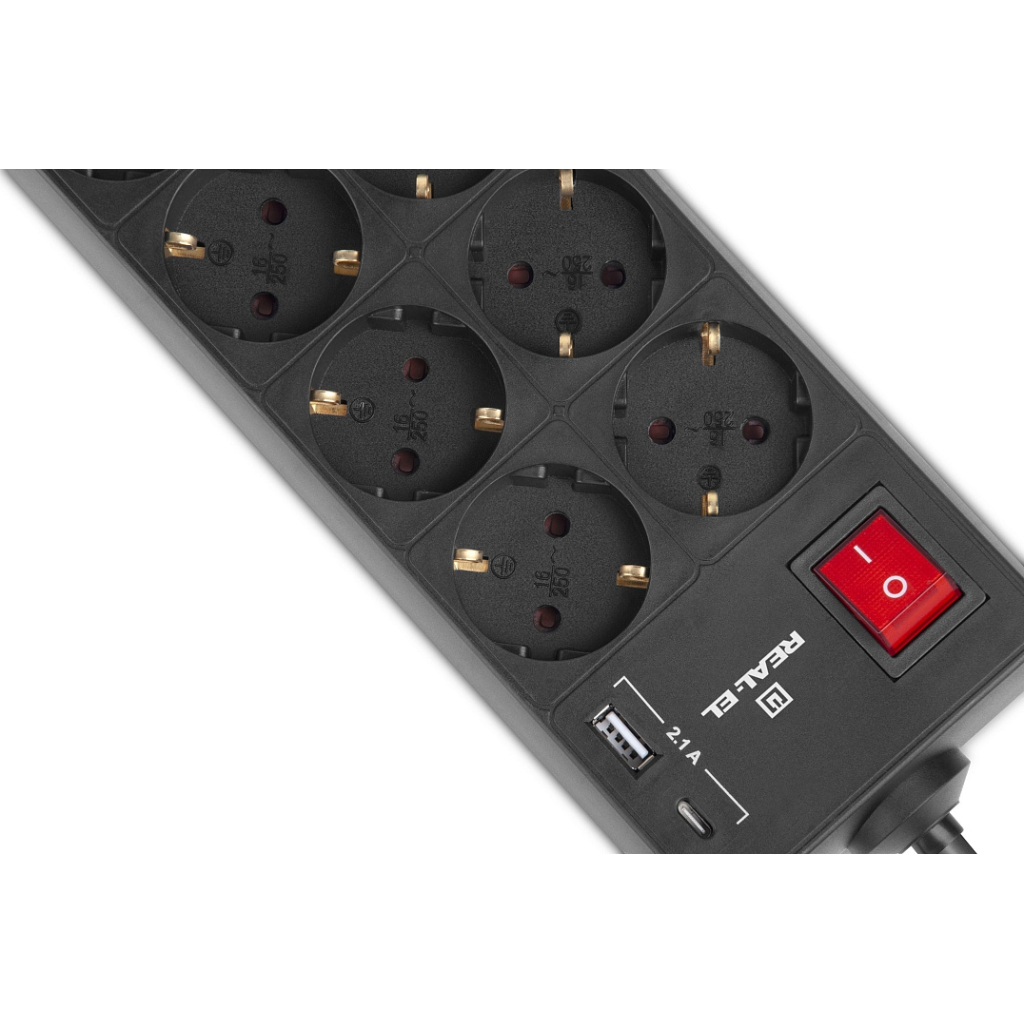 Мережевий подовжувач REAL-EL RS-PROTECT 805 5m, black (EL122300043) - зображення 7