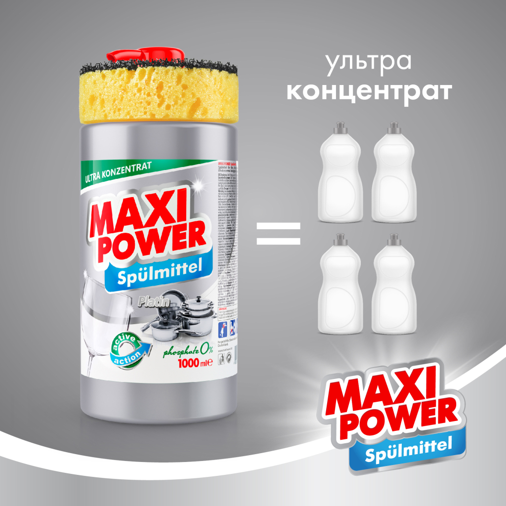 Засіб для ручного миття посуду Maxi Power Платинум 1000 мл (4823098402794) - зображення 3