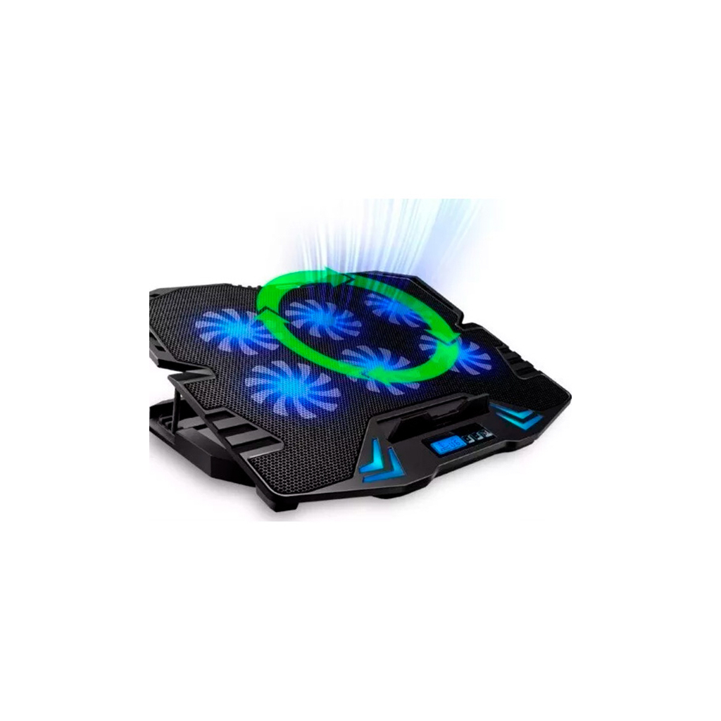 Підставка до ноутбука IceCoorel 10-17", 6*70mm 1800 RPM, 2*USB, + LCD, 365*297*30mm, Black (K8) - изображение 4