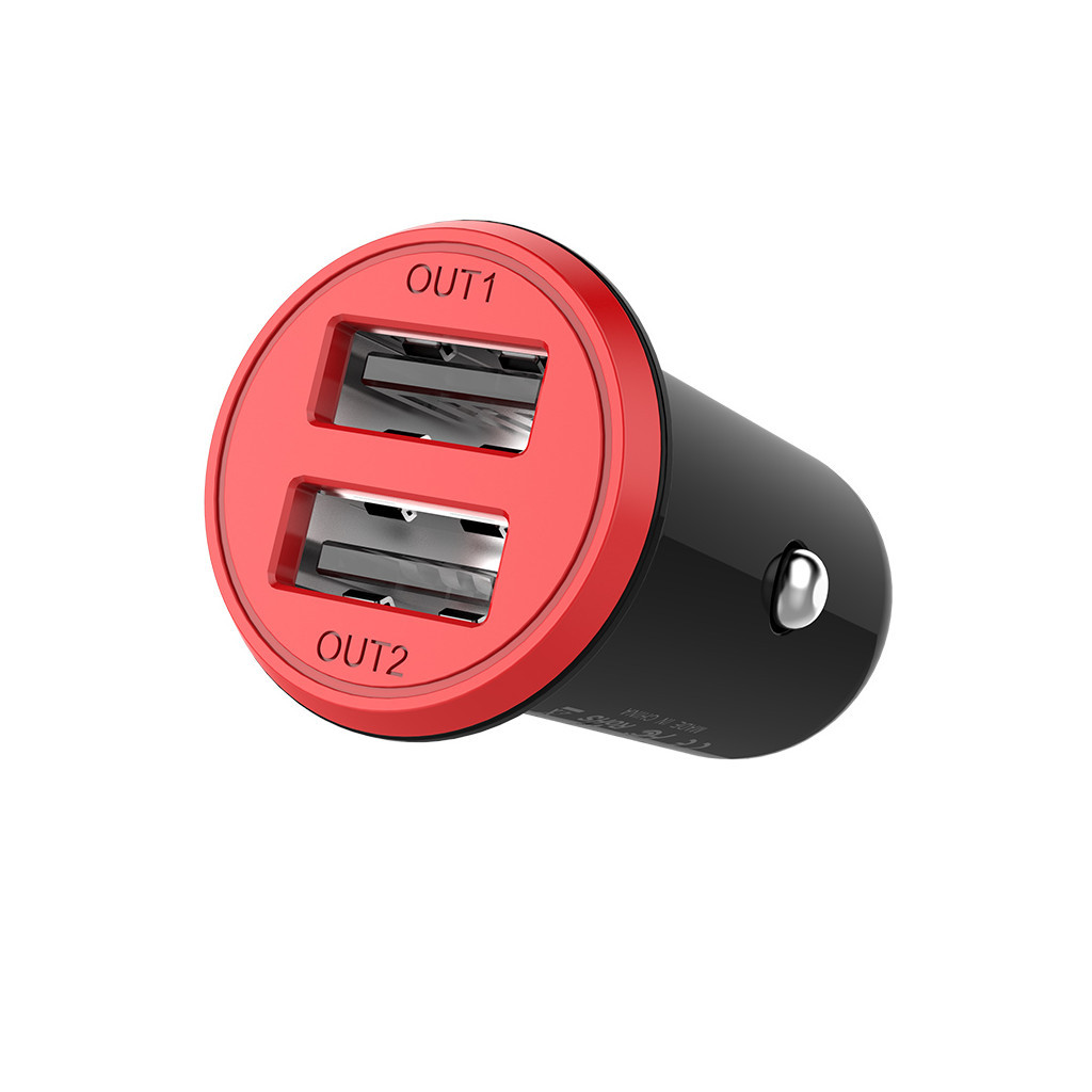 Зарядний пристрій ColorWay 2USB AUTO ID 3.4A (17W) red/black (CW-CHA026-BK) - зображення 2