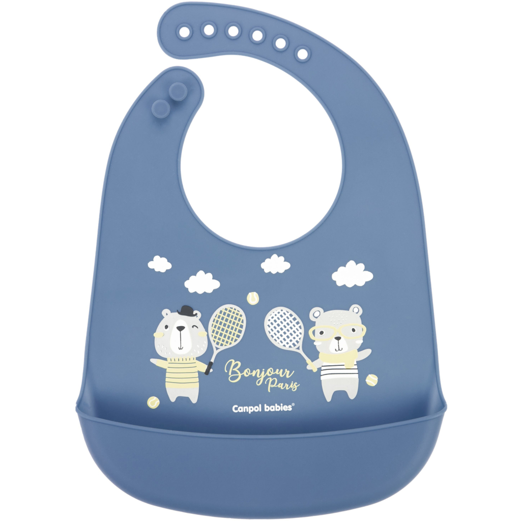 Слинявчик Canpol babies Bonjour Paris силіконовий з кишенькою синій (74/027_blu) - зображення 1