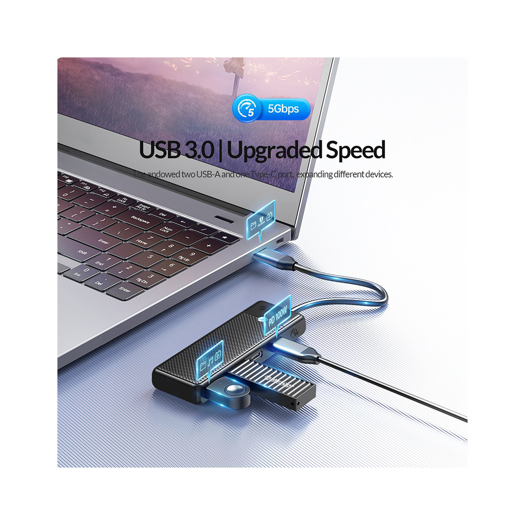 Концентратор Orico USB-C to 2xUSB-C + 2xUSB3.0 (CA914210) - зображення 2