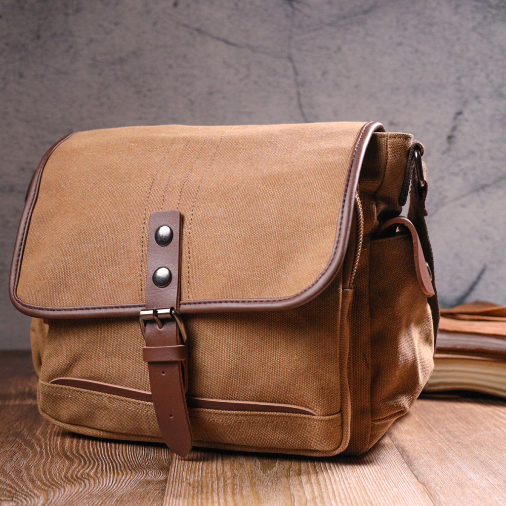 Сумка Vintage Чоловіча з клапаном з текстилю Коричнева (21249) - зображення 10