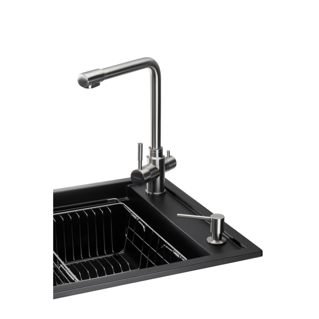 Мийка кухонна GRANADO Optimal Artes black shine (+ змішувач Badalona LUX inox + дозатор Redondo inox + ко (ksg1201) - зображення 3