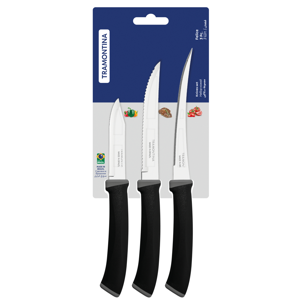 Набір ножів Tramontina Felice Black 3 шт (23499/077) - зображення 2