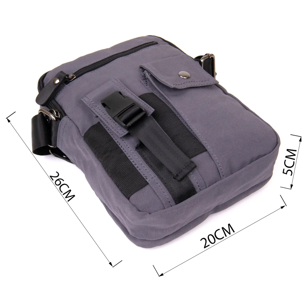 Сумка Vintage Текстильна чоловіча на два відділення Графітова (20659) - зображення 4