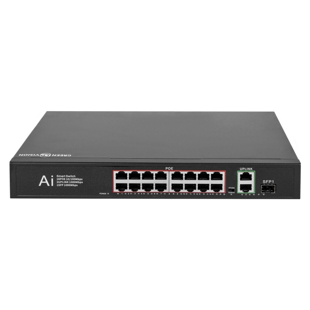 Комутатор мережевий Greenvision GV-010-D-16+2 PG+1 SFP (GV-010-D-16+2PG+1SFP) - зображення 2