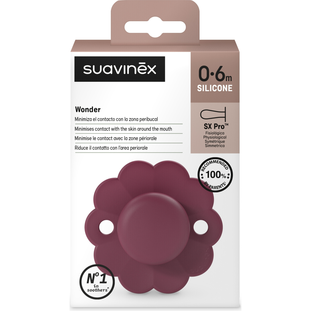 Пустушка Suavinex Wonder фізіологічна, 0-6 міс. бордова (308376) - зображення 3