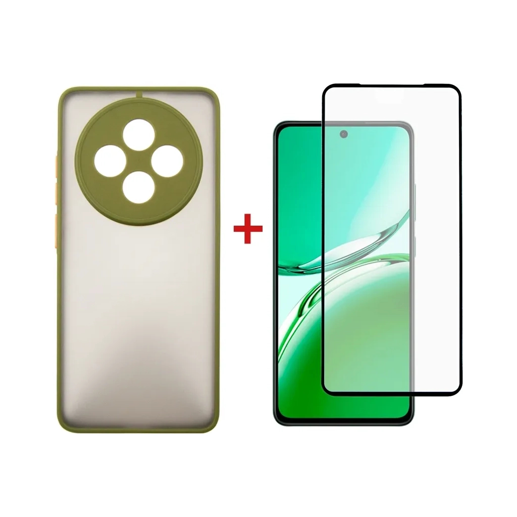 Чохол до мобільного телефона Dengos Oppo Reno 12 F/FS Matte + glass (Green) (DG-KM-110) - зображення 1