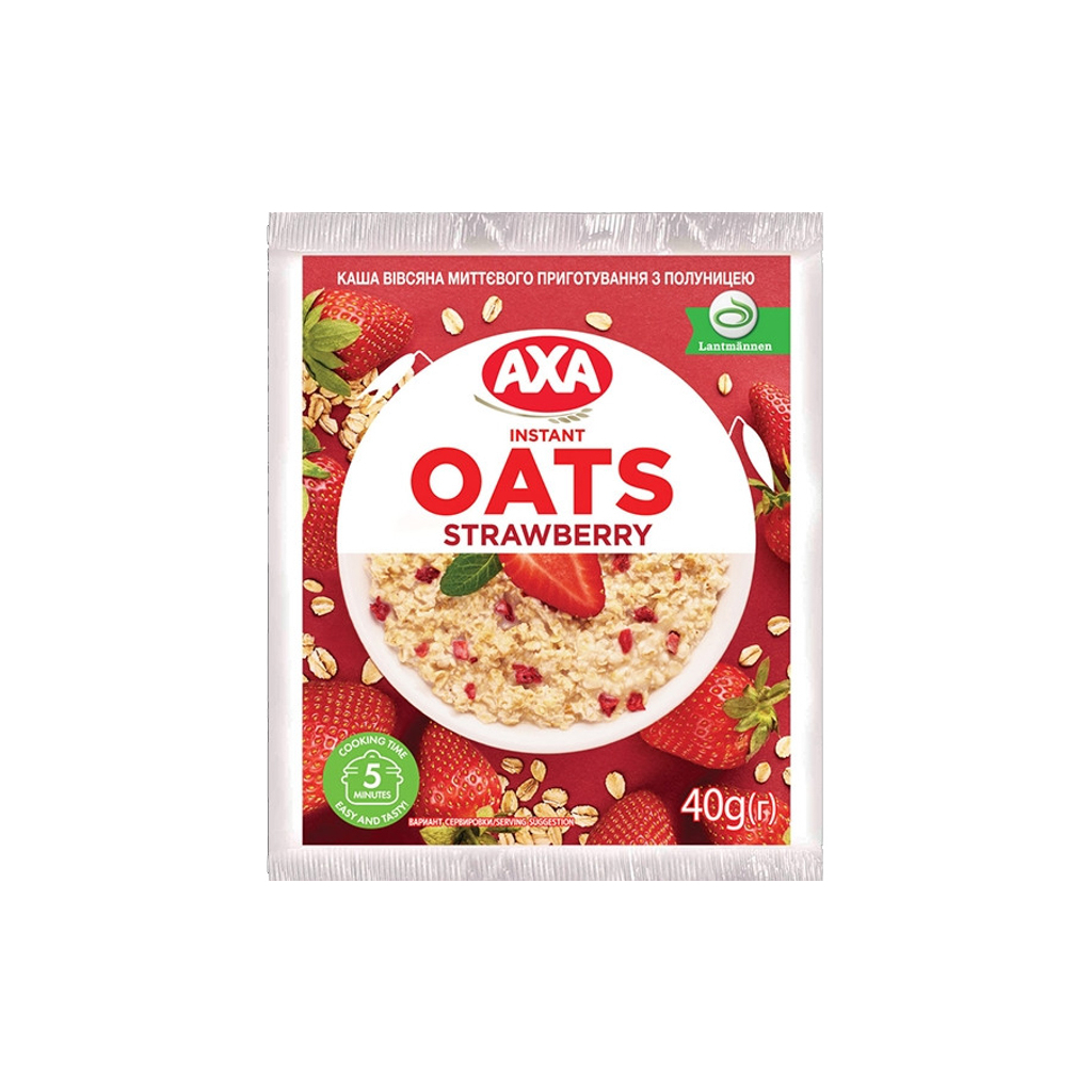 Їжа швидкого приготування АХА Каша Вівсяна з полуницею 40 г (4820008123268) - зображення 1
