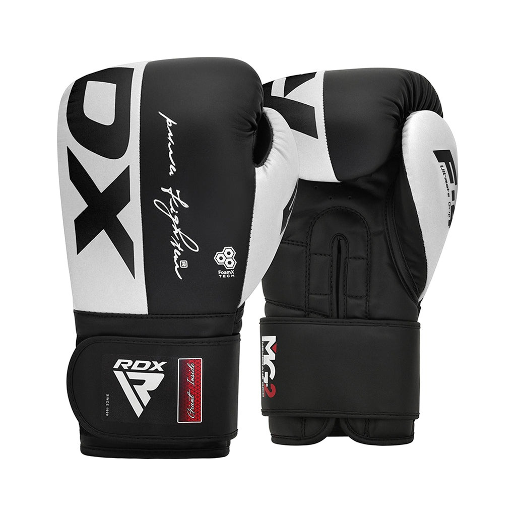 Боксерські рукавички RDX F4 Boxing Sparring Gloves Hook & Loop White/Black 12 унцій (BGR-F4B-12OZ) - зображення 2