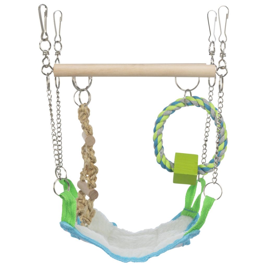 Іграшка для гризунів Trixie Підвісний міст Гамак з іграшками Дерево і мотузка 17 х 22 х 15 см (4011905062983) - зображення 4