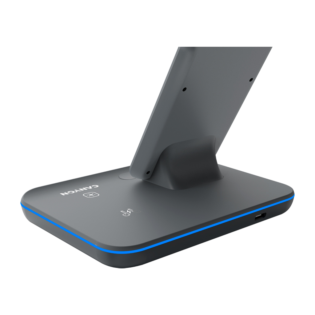 Зарядний пристрій Canyon WS-303, 3in1 Wireless Dark Grey (CNS-WCS303DG) - зображення 4