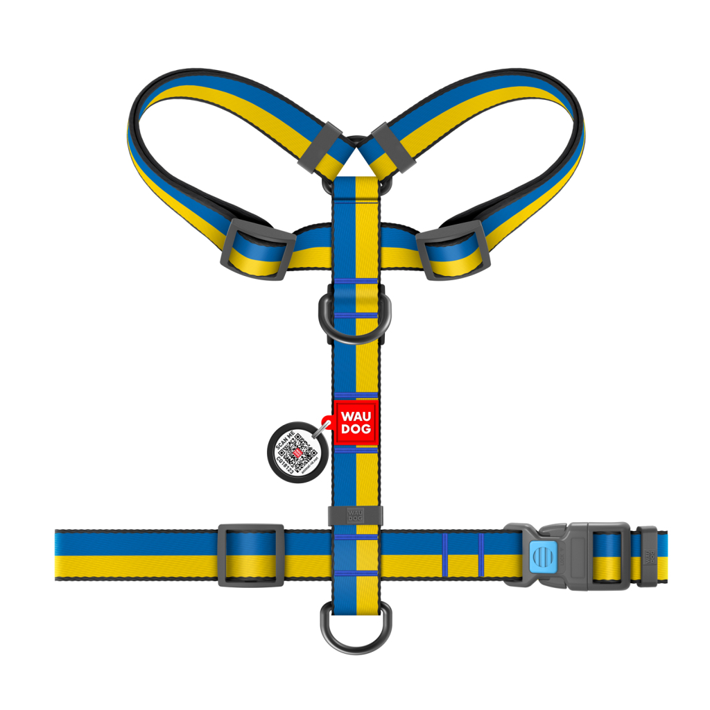 Шлея для собак WAUDOG Nylon з QR паспортом анатомічна "Colors of freedom" XS (319-4020) - зображення 3