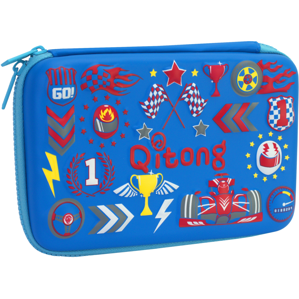 Пенал Cool For School з тисненням 1 відділення Блакитний (QT-3992-Blue) - зображення 1