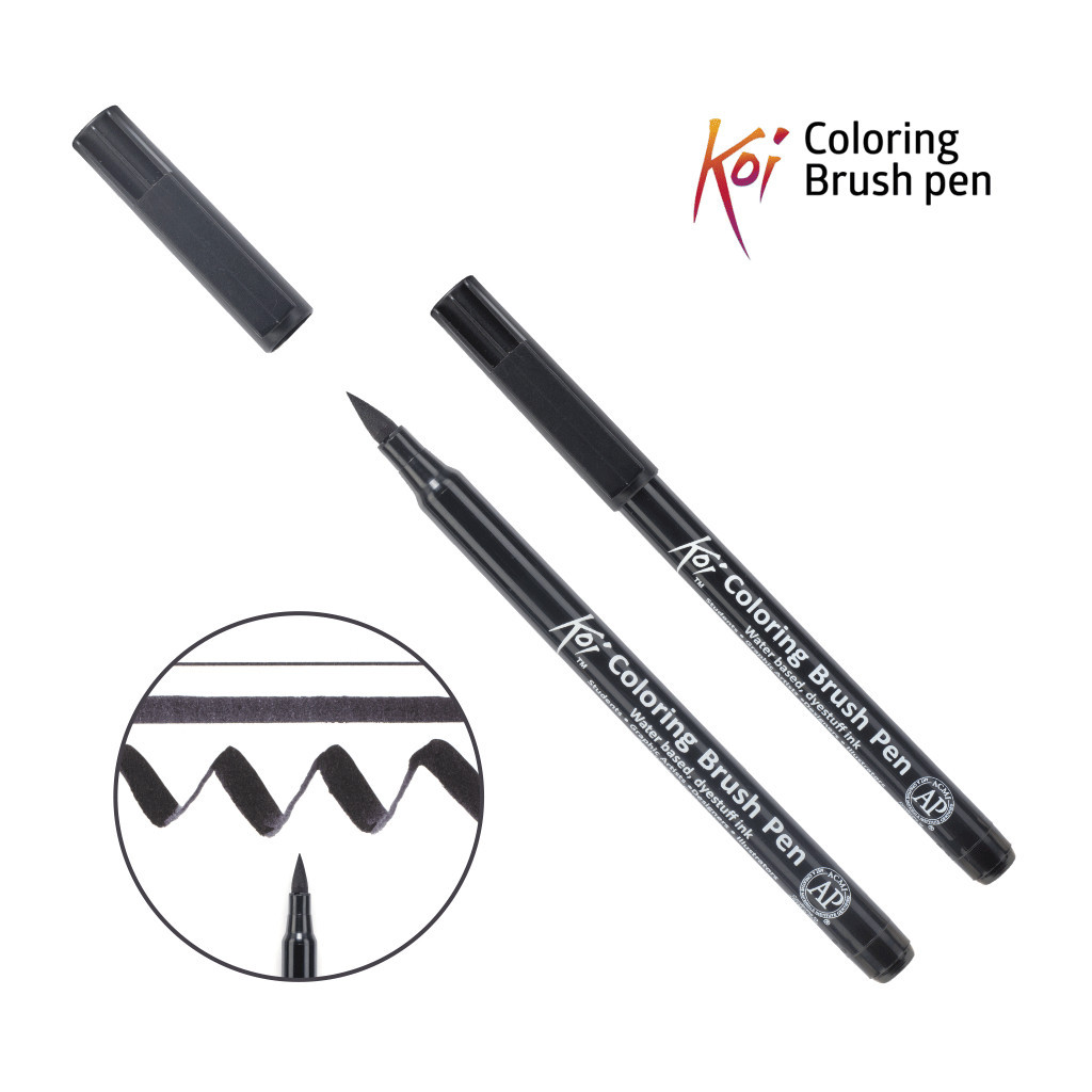 Художній маркер KOI Маркер-пензель акварельний Чорний, 49 (084511393370) - зображення 1