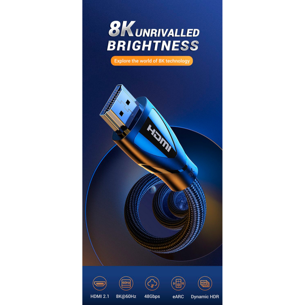 Кабель мультимедійний HDMI M to HDMI M 5.0m braided HD140 black UGREEN (80405) - зображення 2
