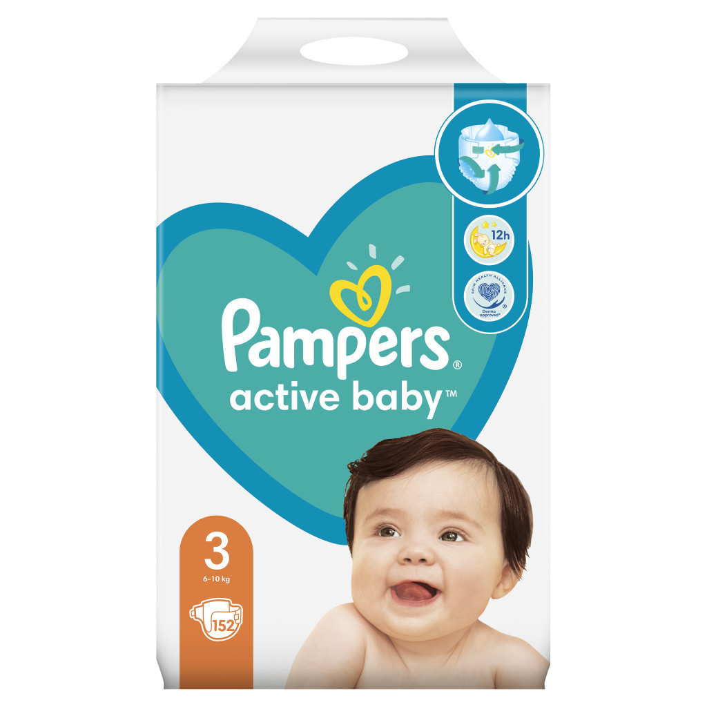 Підгузки Pampers Active Baby Midi Розмір 3 (6-10 кг) 152 шт (8001090951533) - зображення 2