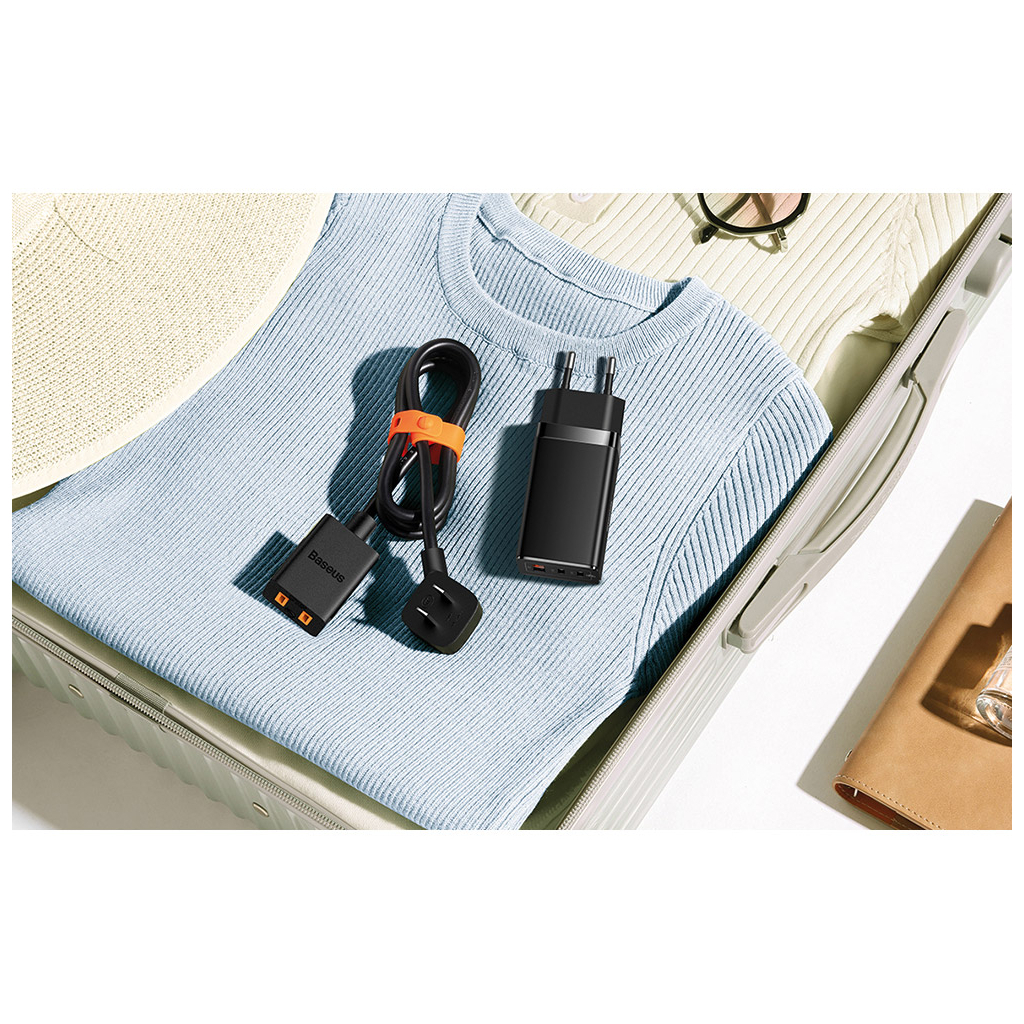 Зарядний пристрій Baseus 2xUSB-C 65W + 1xUSB GaN + cable USB-C to USB-C 100W 1.0m black (CCGP120201) - изображение 11