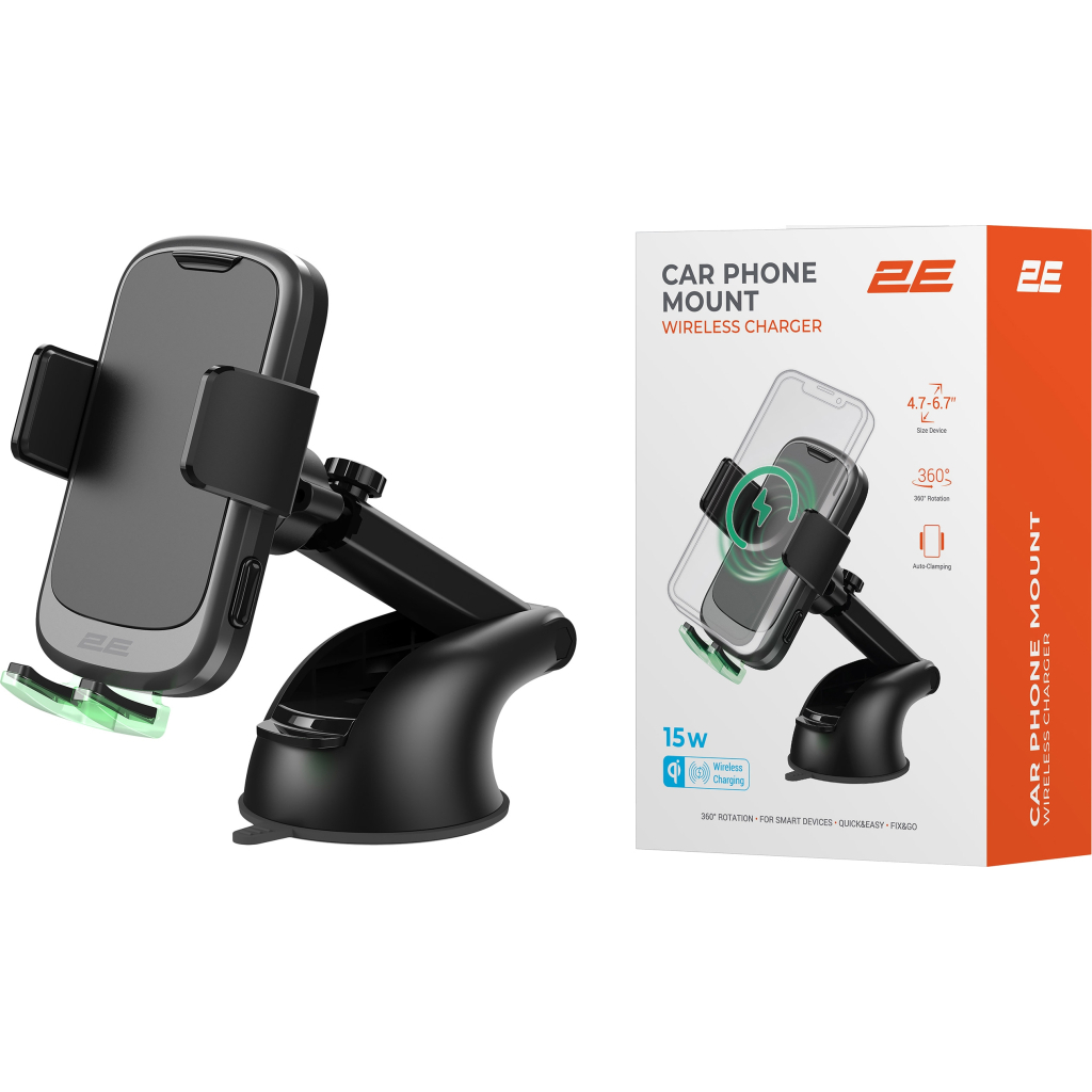 Універсальний автотримач 2E 4.7-7", Wireless Qi 15W, USB-A/QC/3.0/30W, USB-С/PD/30W (2E-WCQ01-10) - изображение 12
