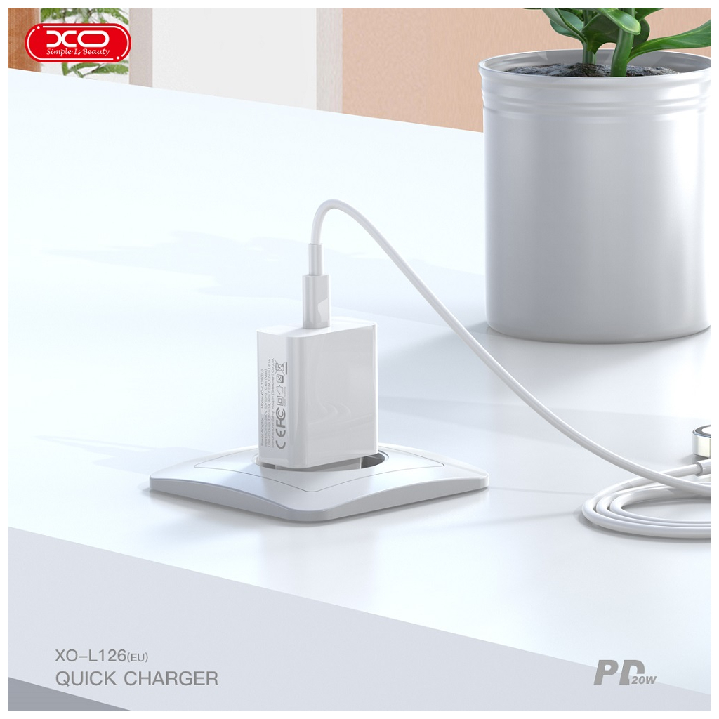Зарядний пристрій XO L126 20W USB-C PD White (L126_White) - зображення 7