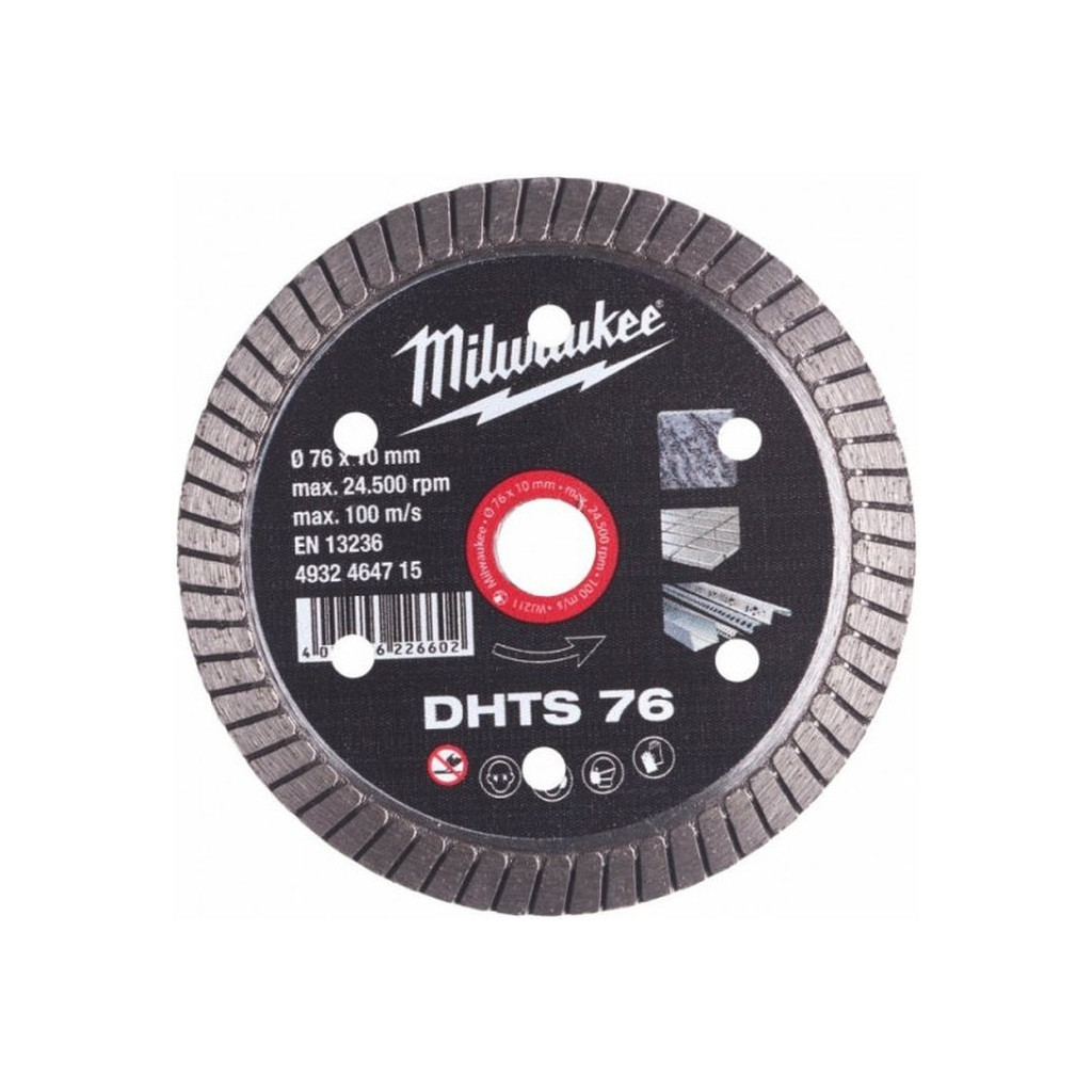 Круг відрізний Milwaukee для M12 FCOT, алмазний DHTS 76, 76мм (4932464715) - зображення 1