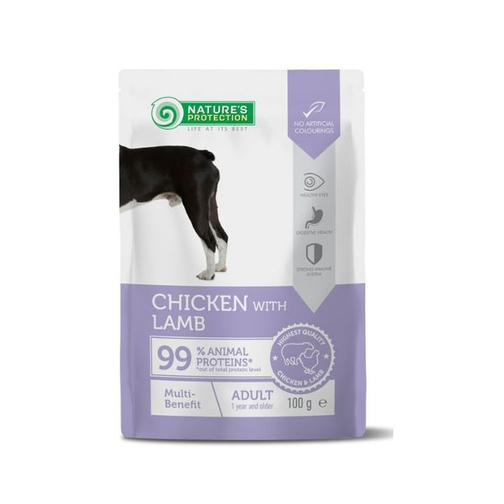Вологий корм для собак Nature's Protection Adult Multi-benefit Chicken with Lamb 100 г (NPUPF63662) - зображення 1