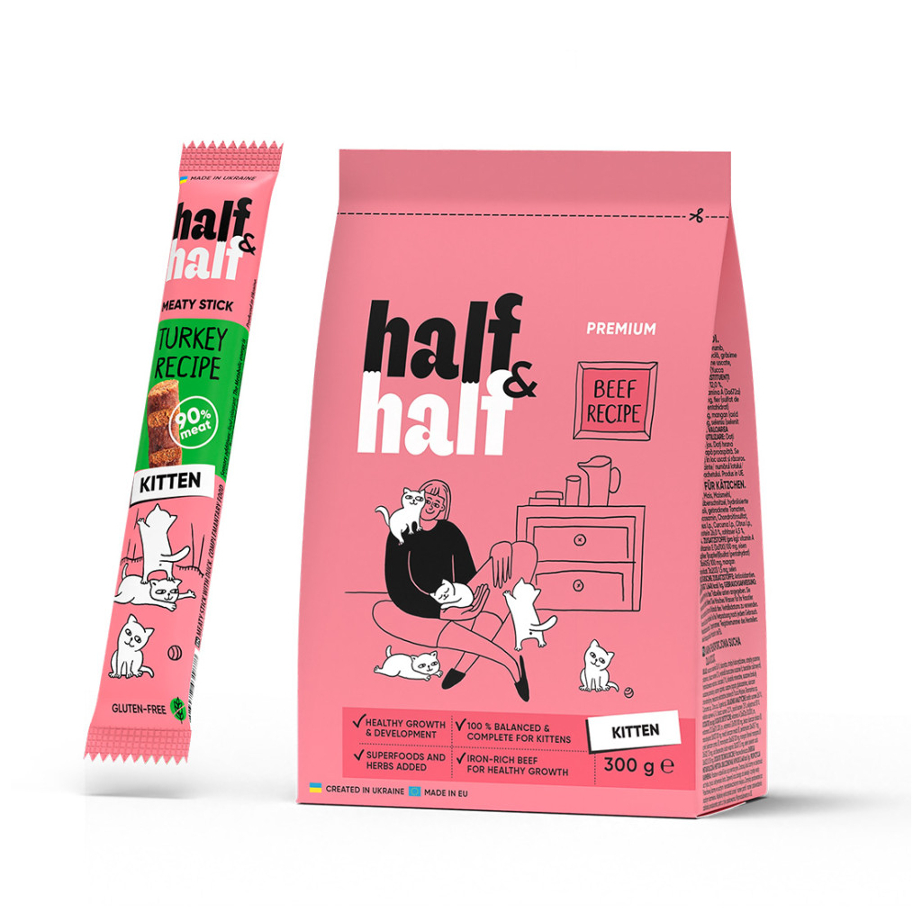 Сухий корм для кішок Half&Half для кошенят з яловичиною (2700000045336) - зображення 1