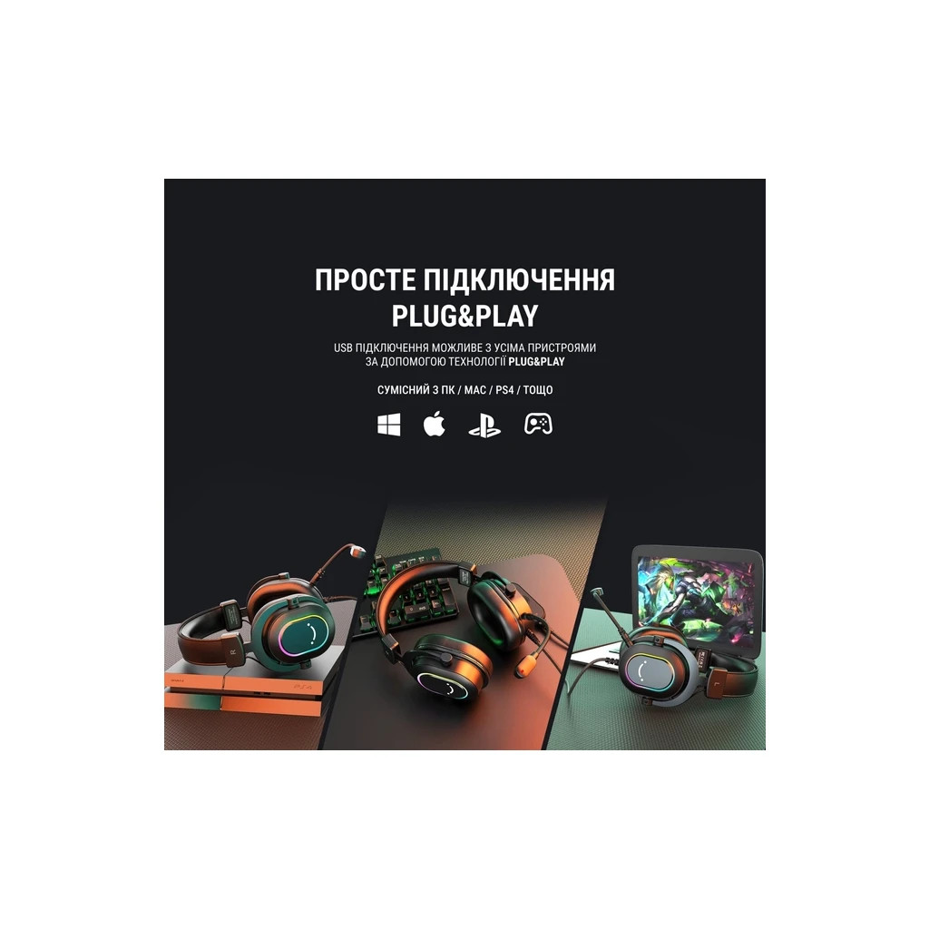 Навушники Fifine H6 RGB 7.1 Black (H6) - зображення 12
