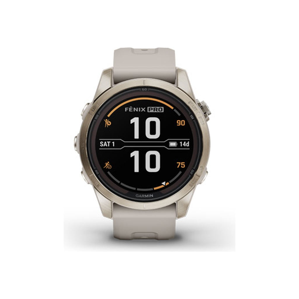 Смарт-годинник Garmin fenix 7S Pro Saph Solar, Soft Gold SS w/ Lt. Sand Band, GPS (010-02776-15) - зображення 2