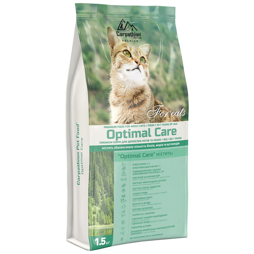 Сухий корм для кішок Carpathian Pet Food Optimal Care 1.5 кг (4820111140961) - зображення 1