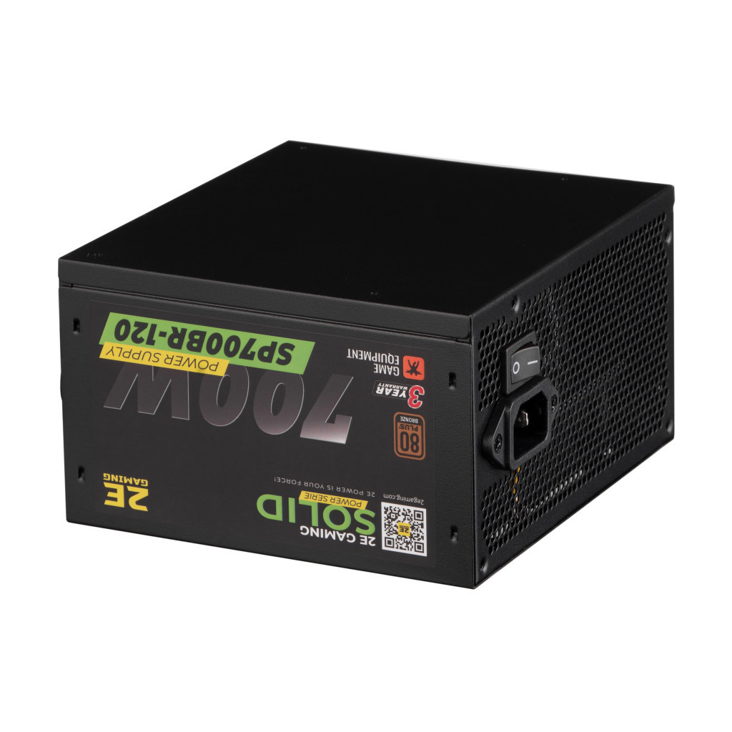 Блок живлення 2E GAMING SOLID POWER (700W), >85, 80+ Bronze, 120mm, 1xMB 24pin(20+4), 1xCPU 8pin(4+4), 3xMolex, (2E-SP700BR-120) - зображення 6