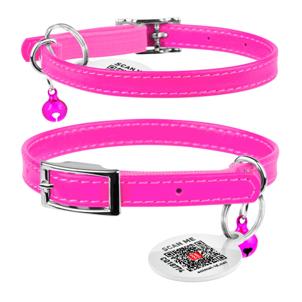 Нашийник для тварин WAUDOG Glamour з QR паспортом Д 17-20 см рожевий (32757) - зображення 4