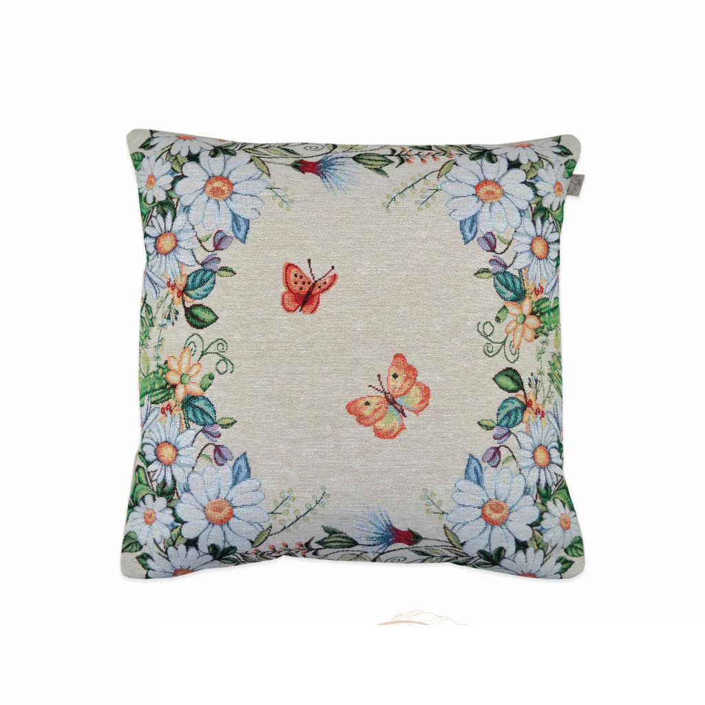 Подушка Прованс гобеленова декоративна Alicia метелики та квіти 45х45 см (021823) - зображення 1