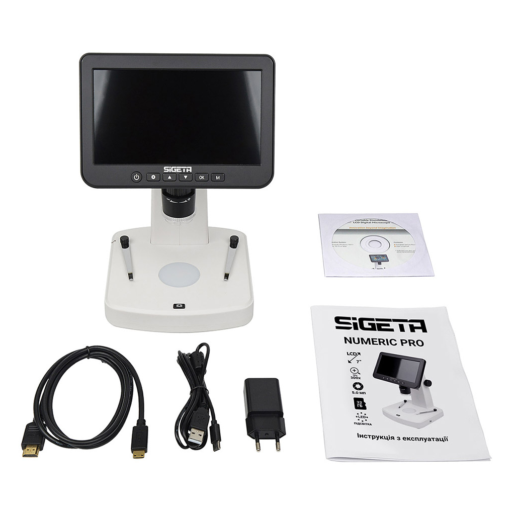 Мікроскоп Sigeta Цифровий Numeric Pro 10x-300x 5 MP 7" LCD (65512) - изображение 8