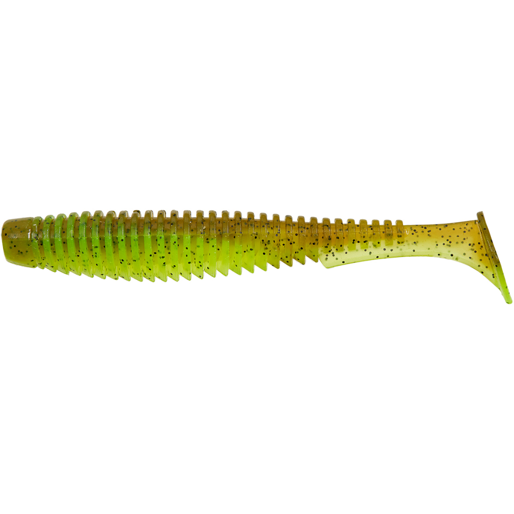 Силікон рибальський FishUP U-Shad 4" 204 - Green Pumpkin/Chartreuse (8шт/уп) (1864.11.21) - изображение 1