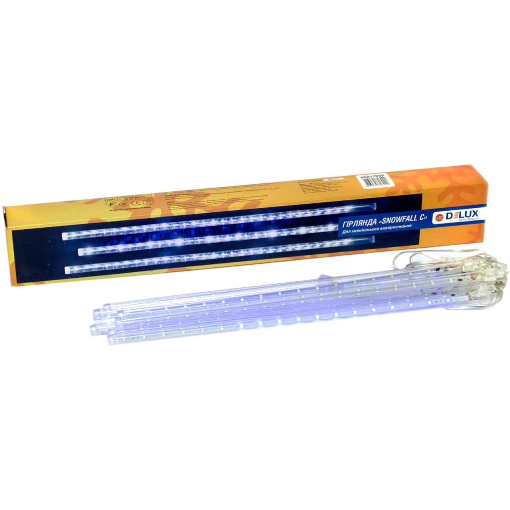 Гірлянда Delux Snowfall C 384LED 8х0.5 м IP44 EN Синя/Прозора (90017980) - зображення 1