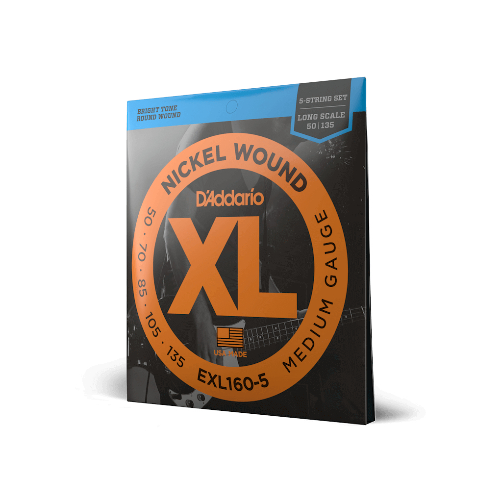 Струни для гітари D'Addario XL Nickel Wound Bass Medium 5-String (50-135) (EXL160-5) - зображення 2