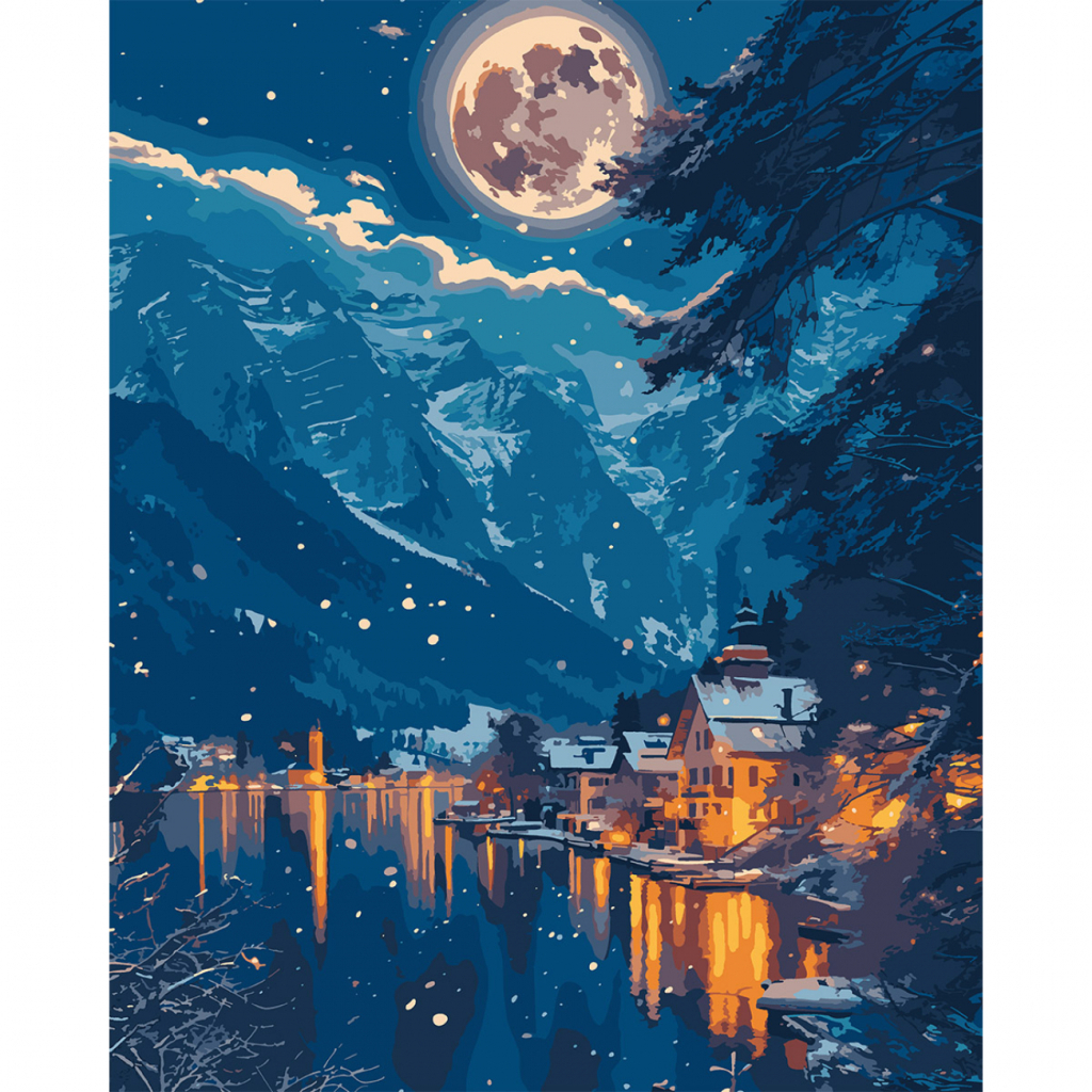 Картина по номерам Santi Ніч у горах, 40*50см, LED (955092) - изображение 1