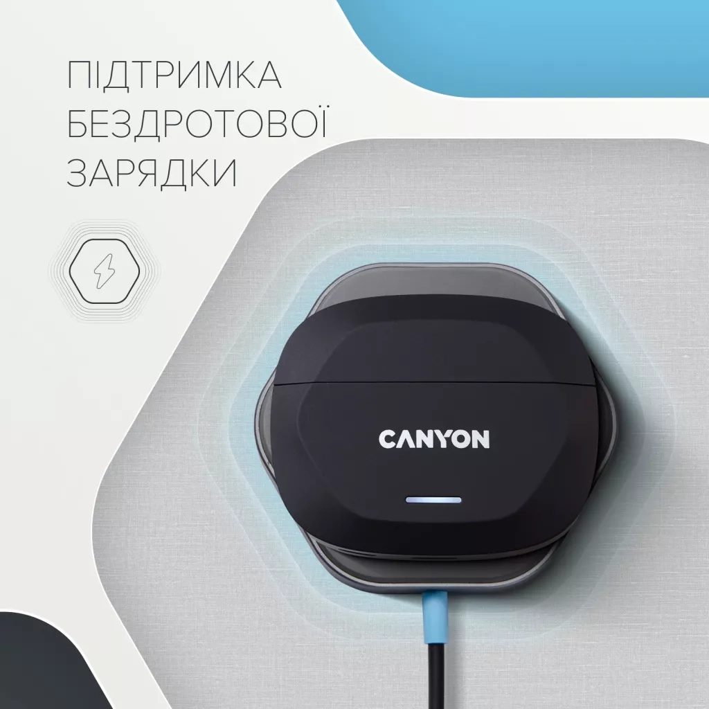 Навушники Canyon Hexagon 7 TWS ANC+ENC Wireless Charge Black/Yellow (CNS-TWS7BY) - зображення 10