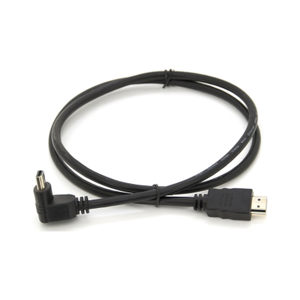 Кабель мультимедійний HDMI M to HDMI M 1.0m V1.4 90° corner black Merlion (YT-HDMI(M)/(M)HS-1.0m/90°) - зображення 2