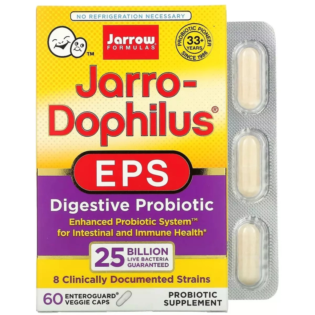 Пробіотики Jarrow Formulas 25 млрд КУО, Jarro-Dophilus EPS, 60 вегетаріанських капсул (JRW-03043) - зображення 1