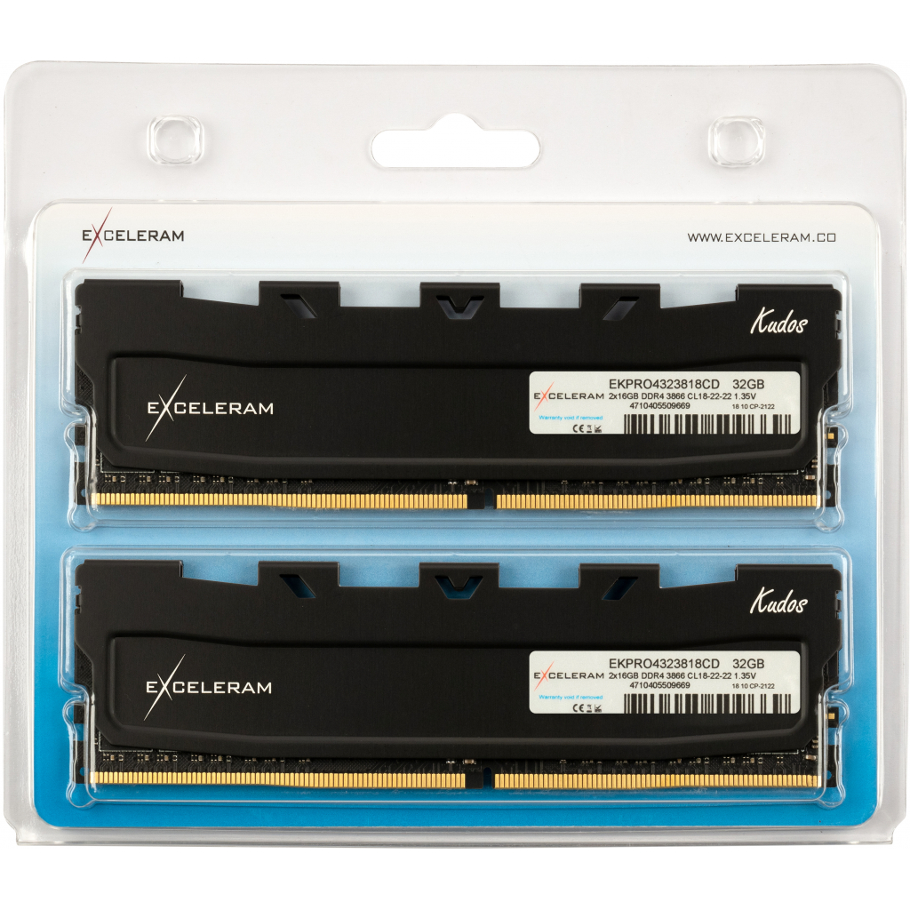 Модуль пам'яті для комп'ютера DDR4 32GB (2x16GB) 3866 MHz Black Kudos PRO eXceleram (EKPRO4323818CD) - зображення 2